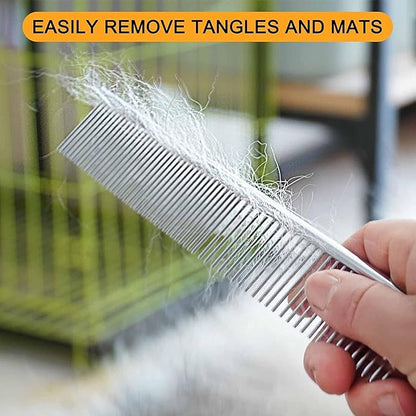 Stainless Steel Grooming Comb for Dog Cats and Pets Dog & Cat Dematting Comb: Pet Grooming Tool for Removing Loose Undercoat, Mats, and Tangled Hair - Doodle Dematting Comb, Self-Cleaning
