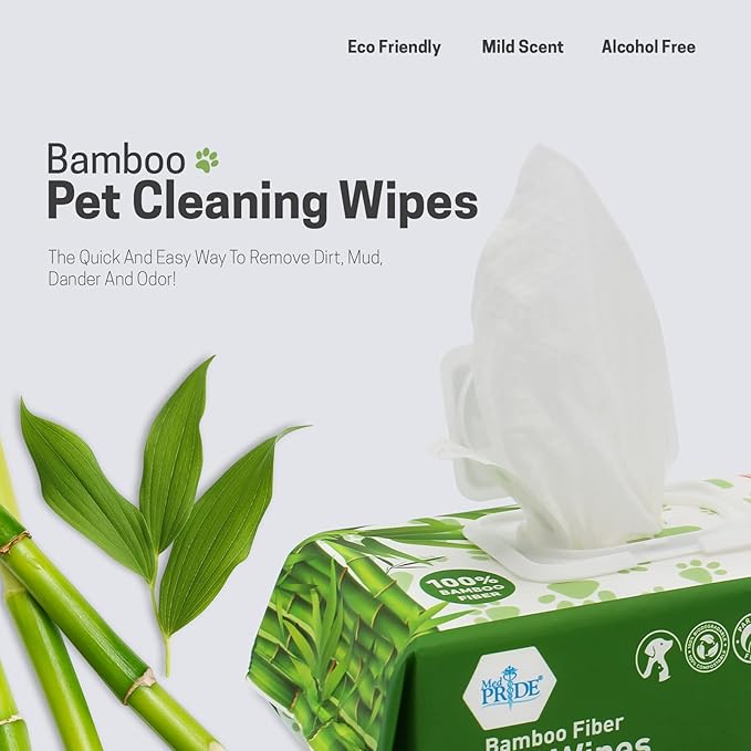 MED PRIDE 100% Bamboo Fiber Hypoallergenic Dog Wipes for Paws and Butt, Alcohol & Paraben-Free, Deodorizing, 8”X8”, 800 Wipes