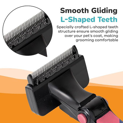 Deshedding Brush for Dogs & Cats - Small & Pink, Long Hair Grooming Tool, Dog Deshedding Brush, Cat Deshedding Brush, Lightweight Deshedding Tool for Shedding Control. Pet Deshedder.