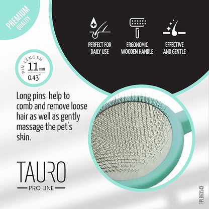 TAURO PRO LINE - Slicker Brush Round | Premium brush for dogs and cats with soft, flexible cushion ergonomic design. | Included: 1x grooming brush in Mint, Dimensions: Round, 3,5 x 7,4 in