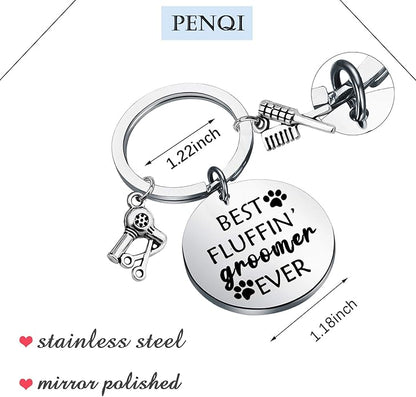 Dog Groomer Jewelry Dog Groomer Gift Dog Grooming Jewelry Pet Groomer Gift Best Fluffin' Groomer Ever Keychain