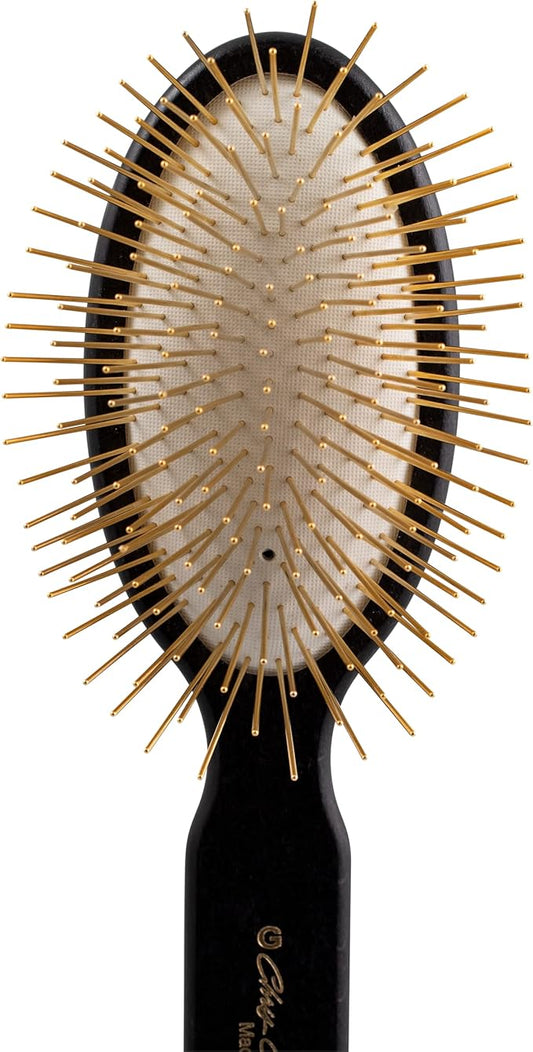 Chris Christensen 35mm Pin Dog Brush, Gold Series, Groom Like a Professional, 30% More Gold-Plated Stainless Steel Pins, Perfect for Fragile Coats, Ground and Polished Tips, Made in Germany