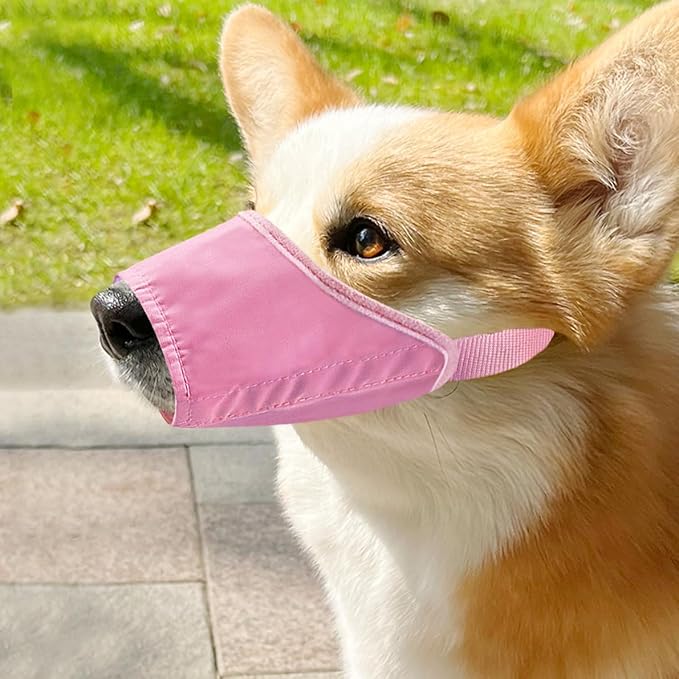 Idepet 1SET Dog Muzzles Suit,7PCS Adjustable Dog Cover Anti-Biting Barking Muzzles for Small Medium Large Extra Dog (Pink,Pack of 7)