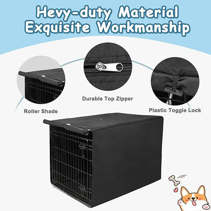 Deblue 42" Dog Crate Cover, Breathable Dog Kennel Cover for Large Wire Crate, Lightweight Polyester Pet Kennel Covers for Indoor Protection - (42 inches, Black)
