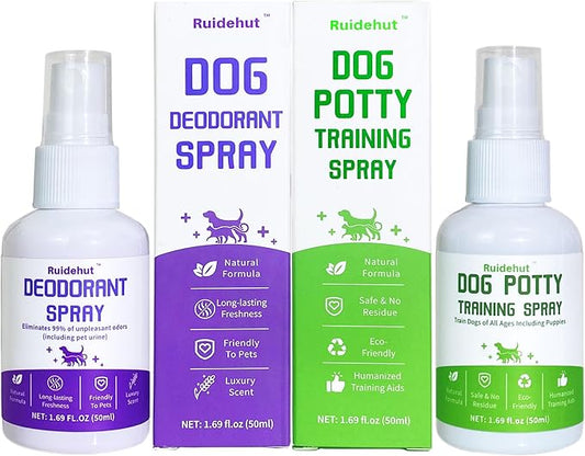 Dog Potty Training Spray & Dog Deodorant Spray, Assisted Puppy Potty Training，Eliminate Dog Urine Odor, 1.69 Fl Oz Spray Set (1.69 Fl Oz Spray Set)