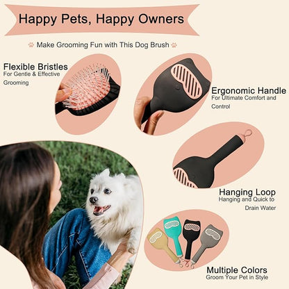 Soft Bristle Cat-Ear Puppy Brush Small Dogs Gentle Comb Grooming Tool Yorkie Shih Tzu Maltipoo Maltese (Black)