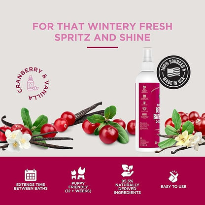 Natural Rapport Dog Cologne Spray Cranberry & Vanilla Scent - The Only Between Bath Spray Dogs Need - Convenient, Dog Deodorant Spray and Pet Urine Odor Eliminator Perfume (8 fl oz.)