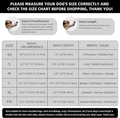 Dog Muzzle, Breathable Soft Muzzle for Small to Medium Dogs to Anti & Prevent Barking Biting Chewing, Reflective & Adjustable Basket Muzzle with Air Mesh for Schnauzer Grey M