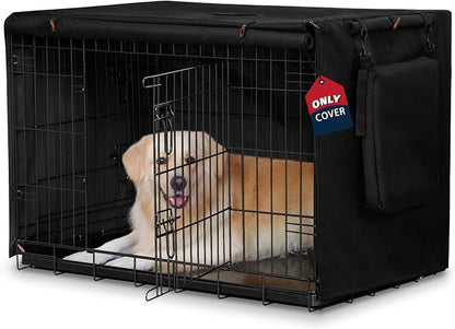 600D Dog Crate Cover, Waterproof Pet Kennel Cover with Storage Bag Cover Fit for 30 Inch Wire Crate Dog Cage, 30 Inches, Black