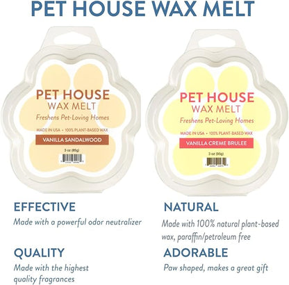 One Fur All Pet House Wax Melts - Vanilla Sandalwood/Vanilla Creme Brulee Pack of 2 - Odor Eliminating, Long-Lasting Scented Wax Melts - Natural, Pet-Friendly