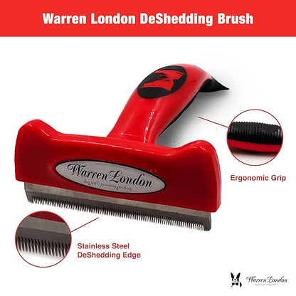 Deshedding Dog Brush by Warren London | Stainless Steel Deshedding Tool | Short Hair - Large