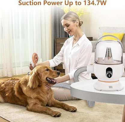 Pet Grooming Vacuum,Pet Grooming Kit & Vacuum Suction 99% Pet Hair,Dog Vacuum for Shedding Grooming,Pet Grooming Vacuum for Dogs&Cats,5 in-1 Pet Grooming Kit,Dog Hair Remover