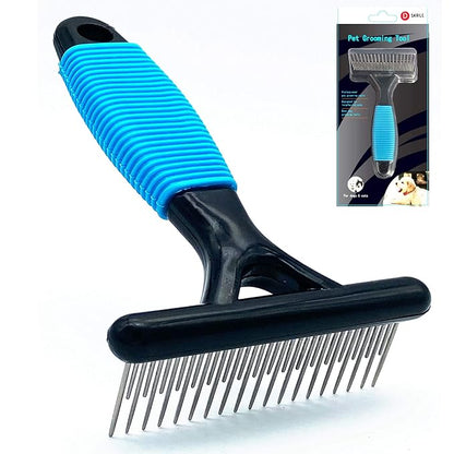 Undercoat Rake for Dogs, Designed for Breeds with Medium to Long Undercoats,Long & Short Stainless Steel Teeth, Safe Dematting Comb for Easy Mats & Tangles Removing