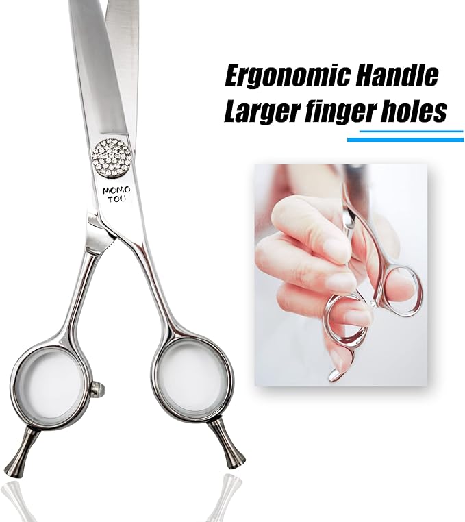 Polished Dog Grooming Scissors Set with Simulation Diamond 440C Stainless Steel Thinner Curved Straight Chunker Shears with Comb 7''