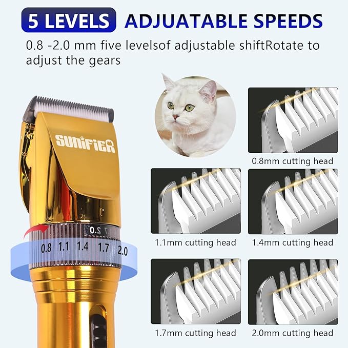 Professional Dog Grooming Clippers for Thick Coat - Dog Hair Trimmer for Grooming- Sheep Shears for Thick Hair – Pet Grooming Clippers for Dogs, Cats, Sheeps, Horse (Gold)