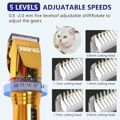 Professional Dog Grooming Clippers for Thick Coat - Dog Hair Trimmer for Grooming- Sheep Shears for Thick Hair – Pet Grooming Clippers for Dogs, Cats, Sheeps, Horse (Gold)