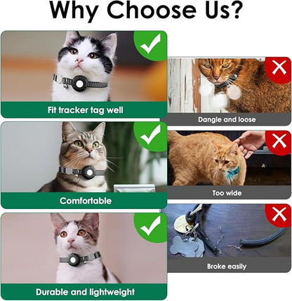Pet Tracker for Cats, Compatible with Apple Find My App (Only iOS), Cat Tracker Collar with Safety Elastic Buckle, Cat GPS Tracker Works with Any Collar, No Monthly Fee, Waterproof, Black