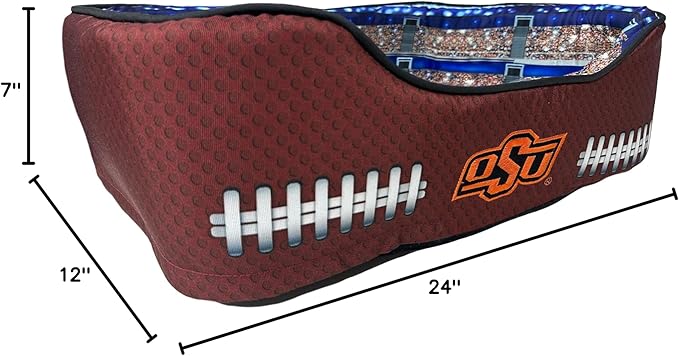 NCAA Oklahoma State Cowboys Stadium Dog Bed, Pet Pillow Bed for Dogs, Sporty Football Dog Bed and Lounge Cushion