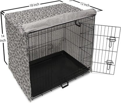 Lunarable Casino Dog Crate Cover, Playing Cards Abstract Style with Monochrome Display Gambling Theme, Easy to Use Pet Kennel Cover for Small Dogs Puppies Kittens, 18 Inch, Black White Grey
