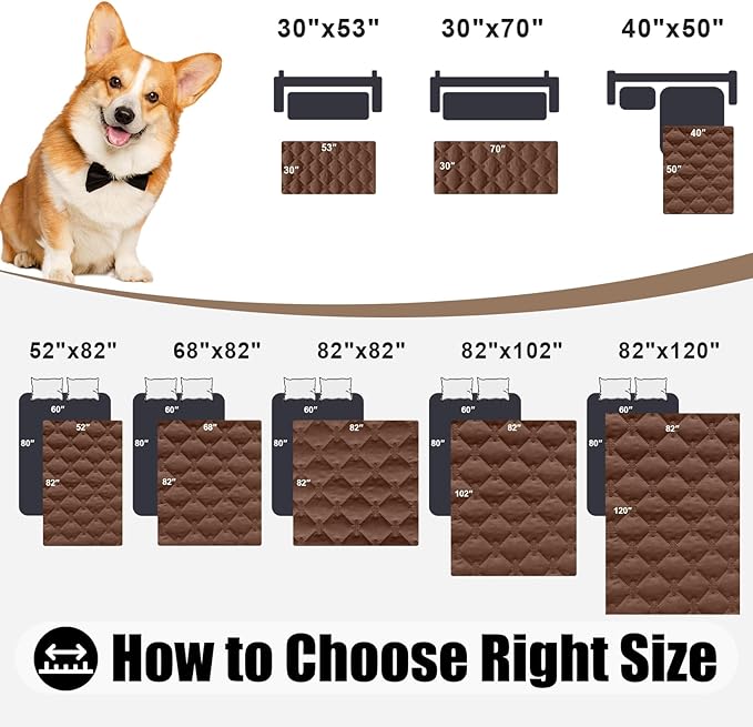 Smiry Waterproof Dog Blanket, Soft Dog Bed Cover Pet Blanket, Reversible Couch Cover for Dogs Washable, Pet Couch Covers for Sofa Furniture Protector for Puppy Cat (40x50 Inch, Brown/Chocolate)