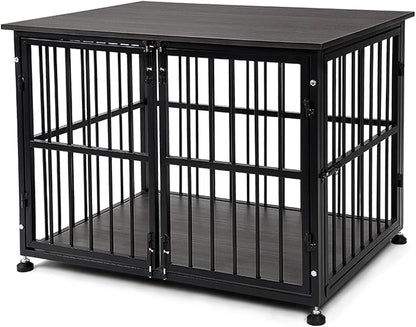 Dog Crate Furniture, 40'' Dog Kennel Indoor Foldable, Sturdy Wooden Dog Crate End Table Easy Assembly with Side Doors for Large and Medium Dog