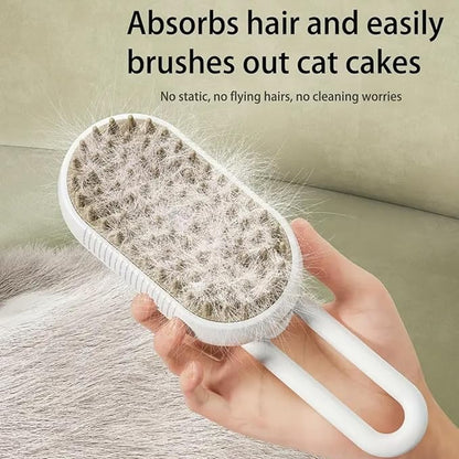 Pet hair removal brush,4-in-1 Cat Steam Brush for Hair Removal,Anti-static pet steam brush,Rechargeable Massage Comb with Spray Function for Dogs and Cats,Clean, Shedding & Grooming All in One