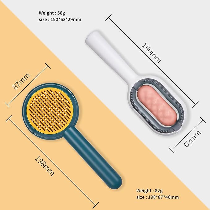 Kiniza 2 Pcs Pet Brush, Dog Cat Hair Cleaner Massage Brushes Grooming Removal with Water Tank Wet Comb White Green