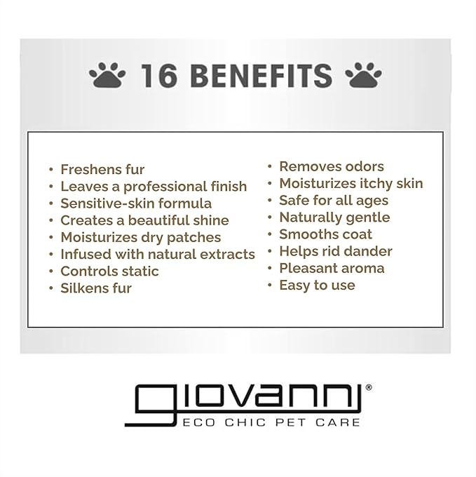 GIOVANNI Professional 2-in-1 Pet Shampoo & Conditioner - for Dogs & Cats, Oatmeal & Coconut, Helps Neutralize Odors, Deeply Cleanses, Silkens, Controls Static - 16 oz