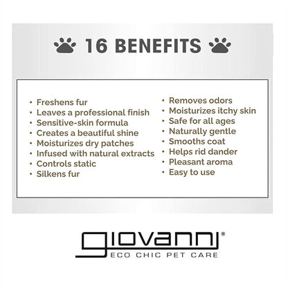 GIOVANNI Professional 2-in-1 Pet Shampoo & Conditioner - for Dogs & Cats, Oatmeal & Coconut, Helps Neutralize Odors, Deeply Cleanses, Silkens, Controls Static - 16 oz