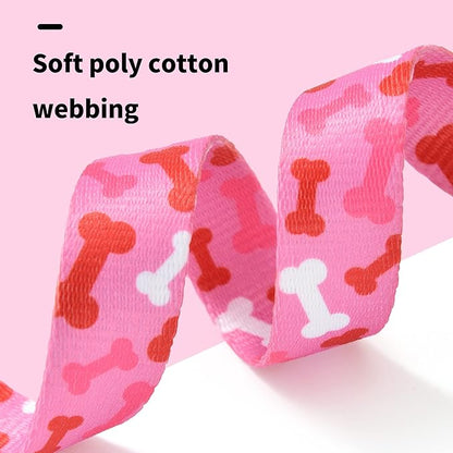 Mile High Life Dog Collar | Nylon Puppy Collars w Cute Patterns | Lightweight Girl Dog Collar | Boy Dog Collar for Small/Medium/Large Dogs (Pink Bone, Large)