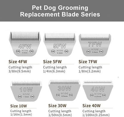 Wide Blades for Dog Grooming Blades Compatible with Andis,Oster A5,Wahl km10 Dog Clippers Stainless Steel Blades Blades for Animal Dog,Cat,Horse, (#7FW(3.2mm)/2PCS)