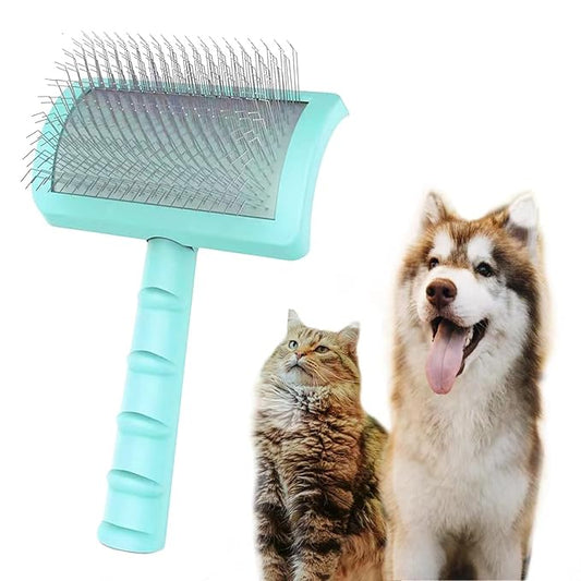 Large Slicker Brush for Dogs,Cats,Extra Long Pin Shedding Brush for Long Haired Dog,Cat, Pet Grooming Wire Brush for Thick Undercoat Curly Hair,25mm(1"),Green