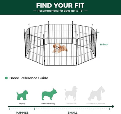 FXW MiniPaws Dog Playpen for Yard & RV Camping, Expandable 20-inch 8 Panels for Puppies and Small Dogs, Portable for Indoor and Outdoor Use