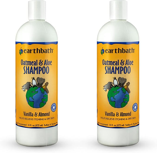 earthbath, Oatmeal & Aloe Dog Shampoo - Oatmeal Shampoo for Dogs, Itchy, Dry Skin Relief, Dog Wash, Made in USA, Cruelty Free Pet Shampoos - Vanilla & Almond, 16 Oz (2 Pack)