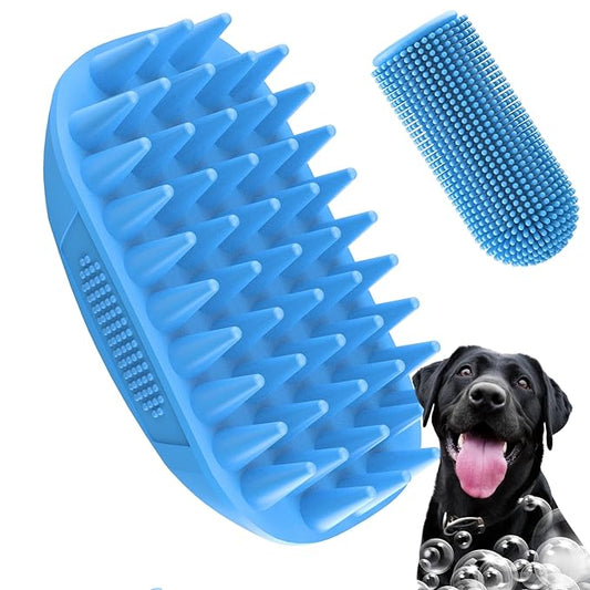Dog Bath Brush | Dog Scrubber for Bath | Dog Washing Brush | Dog shampoo brush with adjustable handle, Suitable for Pets Deshedding, Washing, Massaging & Grooming | Pack of two.