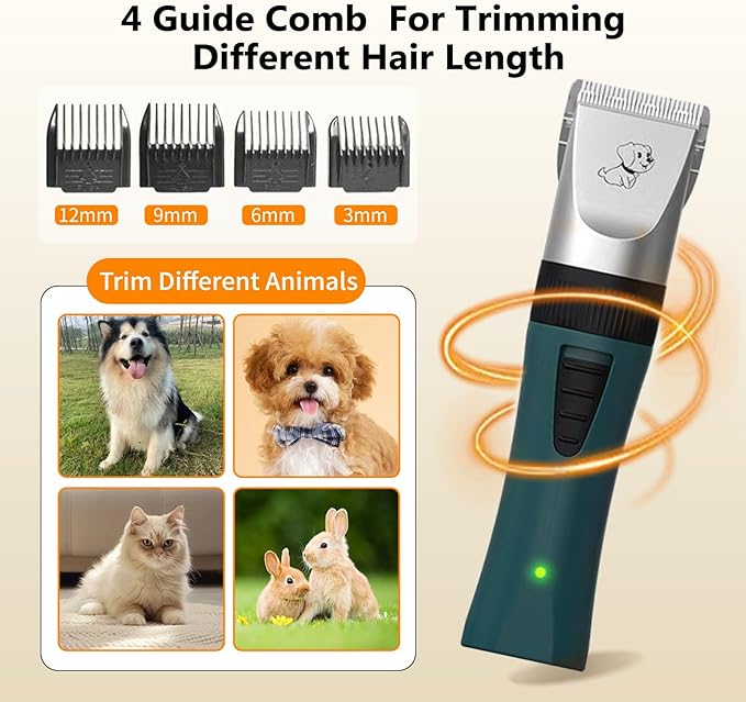 Dog Clippers for Grooming Low Noise, Rechargeable, Cordless, YSpetclp Pet Shaver for Matted Hair, Quiet Animal Trimmer Pet Hair Thick Coats Clippers, Suitable for Dogs, Cats, Rabbits and Other Pets