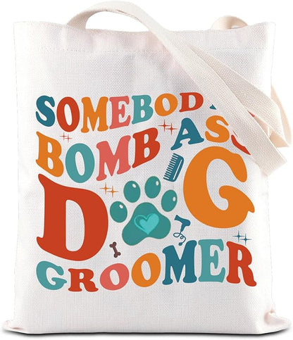 FOTAP Dog Groomer Tote Bag - Somebody's Bomb As Dog Stylist Gift Appreciation
