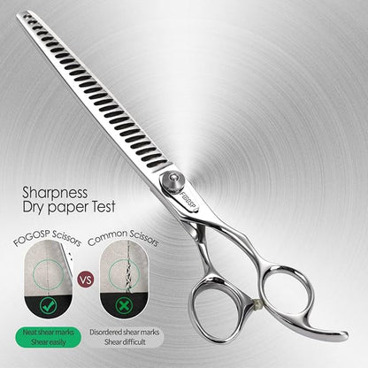 Professional Thinning Shears for Dogs with Micro Serrated Edge 8 inch Dog Grooming Scissors Long Chunkers Shears Japan 440C 70% Thinning Rate 26 Teeth(8in)