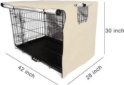 kefit Dog Crate Cover 42 inch, Kennel Cover for Dog Cage, Beige