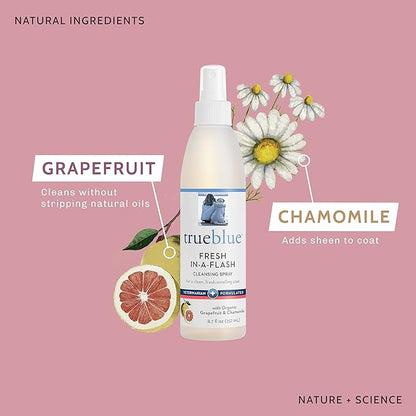 TrueBlue Grapefruit & Chamomile Fresh-in-a-Flash Cleansing Dog Spray – Refreshes, Conditions Coats for Dogs, Puppies, Cats – Moisturizing, Toxin Free, Natural Botanical Blend – 8.7 Fl. Oz.