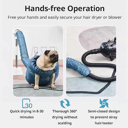 MANON ROSA Dog Drying Bag Hands Free Quick Drying Pet Grooming Tool for Small Medium Large Puff Fluff Dogs & Cats, 360 Degree Shower Bath Hair Dryer Suit (X-Large)