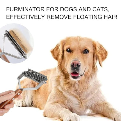 Undercoat Rake for Dogs and Cats, Pet brush for Dematting Comb, Pet Grooming Combs For Long-Haired & Short-Hair, Removes Dander, Dirt, and Detangles,With Wooden Handle 3 pack.
