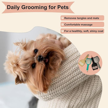 Soft Bristle Cat-Ear Puppy Brush Small Dogs Gentle Comb Grooming Tool Yorkie Shih Tzu Maltipoo Maltese (Black)