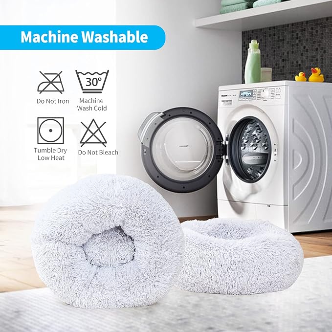 nononfish Dog Bed for Small Dogs，Gray Cute Plush Dog Bed ，19 inches Anti Anxiety Puppy Bed Washable，Machine Washable Fits up to 15 lbs Pets Beds for Small Dog.