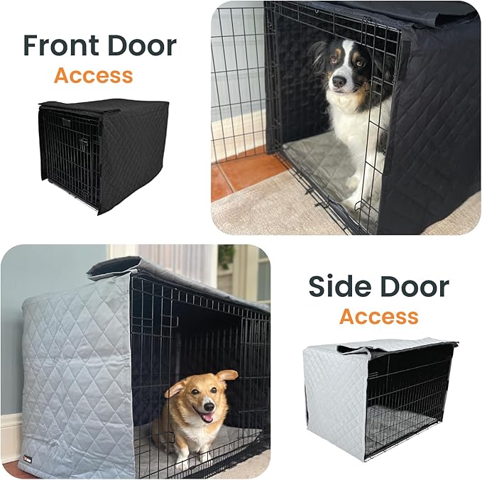 4Knines Dog Crate Cover, Water Resistant Pet Kennel Protector, Quilted (Grey, 42)