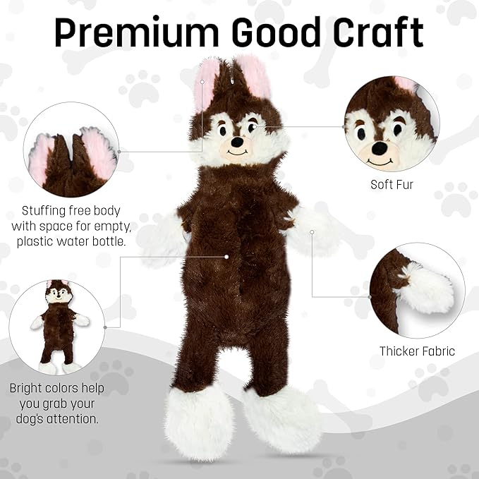 FGA MARKETPLACE Pack of 7 Flat NO Stuffing NO Squeak Plush Dog Toys, Funny Style Will Entertain Your Dog for Hours, Recommended for Small and Medium Dog 21 INCH Long