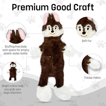 FGA MARKETPLACE Pack of 7 Flat NO Stuffing NO Squeak Plush Dog Toys, Funny Style Will Entertain Your Dog for Hours, Recommended for Small and Medium Dog 21 INCH Long