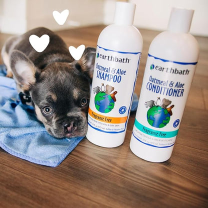 earthbath, Oatmeal & Aloe Dog Shampoo - Oatmeal Shampoo for Dogs, Itchy, Dry Skin Relief, Dog Wash, Made in USA, Cruelty Free, Fragrance Free Pet Shampoos - 16 Oz (1 Pack)