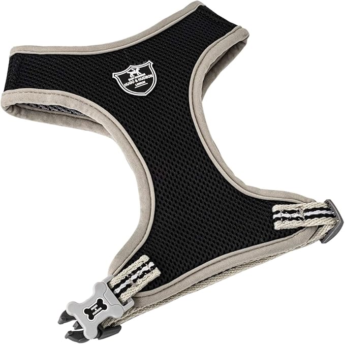 HUGO & HUDSON Dog Harness No-Pull Pet Harness Adjustable Quick Dry Mesh Padded Vest, Black, L