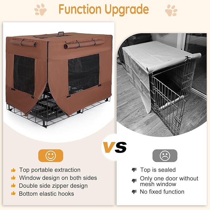 Dog Crate Cover 30 Inch Thickened Dog Kennel Cover Windproof Puppy Cage Cover with Mesh Windows on Both Sides Portable Crate Covers for Dogs Cages Fit for Indoor/Outdoor Use